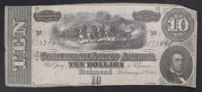 T-68 1864 $10 Confederate States of America, Richmond, VA