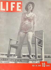 1940 Original Vintage Large Life Magazine COVER ONLY Female Pretty Lifeguard