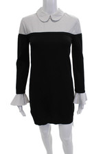 English Factory Womens Sweater Dress Black Long Sleeve Collared Zip Size S