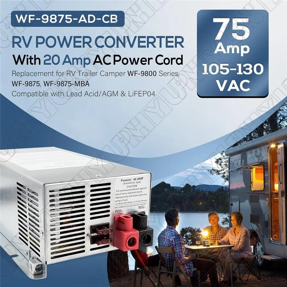 WF-9875 75 Amp Deck Mount RV Power Converter Charger for RV Trailer Camper - Image 2 of 4