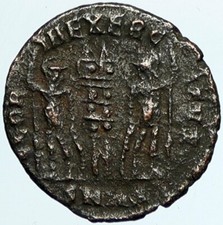 CONSTANTIUS II 330AD Nicomedia Ancient Roman Coin WAR LEGION SOLDIERS i101644