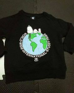 Rare Collaboration Limited Snoopy Stucy Stussy Trainer Long Sleeve Kids Black Ebay