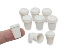 White Plastic Takeaway Coffee Cups 10 Pieces Set - Miniature Tableware Cup Mug