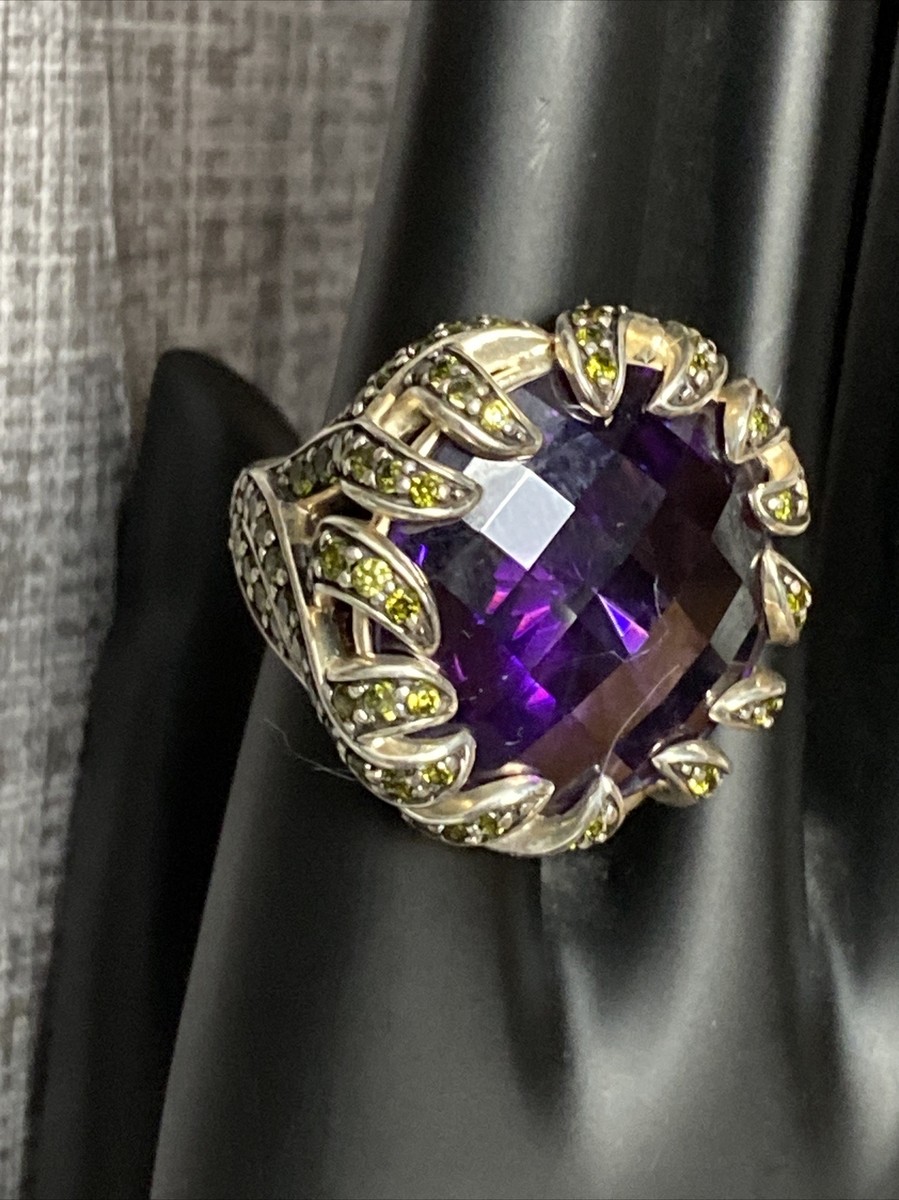 Thomas Sabo Amethyst And Peridot Gem Cocktail Ring Hallmarked