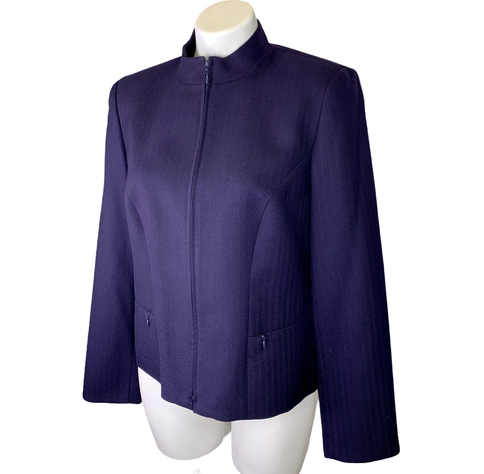 Pendleton Blue Wool Blazer Jacket 10 Zip Mandarin… - image 1