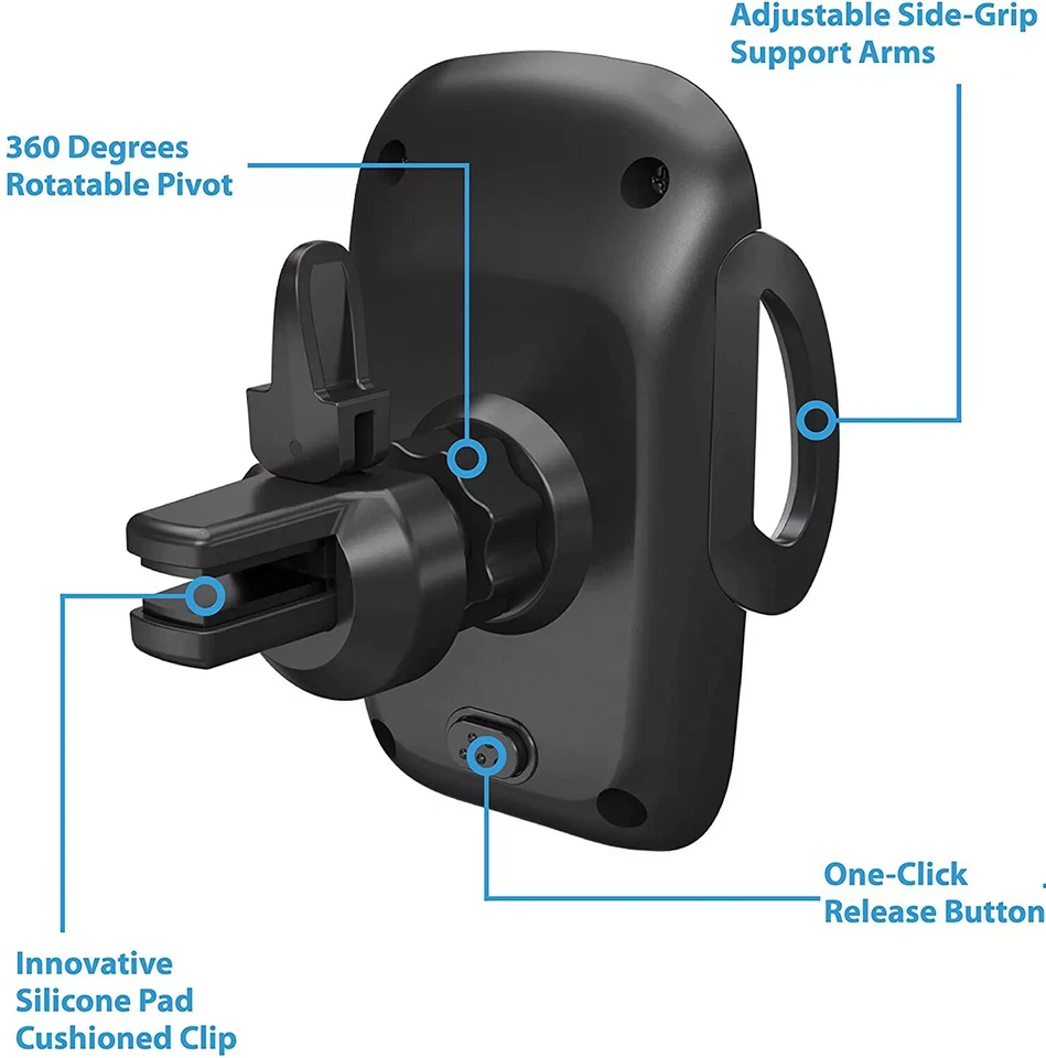 Soporte para teléfono móvil con ventilación de aire para coche, rotación de 360 Foto 3 de 4