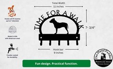 Pit Bull Terrier TIME FOR A WALK Dog Key Rack  Leash Holder - Made in the USA