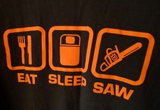 Vintage HUSQVARNA CHAINSAW Sweden T-shirt BLACK tee - EAT SLEEP SAW  Husky LG