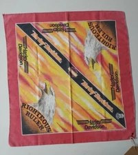 Vintage Eagle Harley-Davidson Bandana Biker Righteous Ruler Handkerchief Genuine
