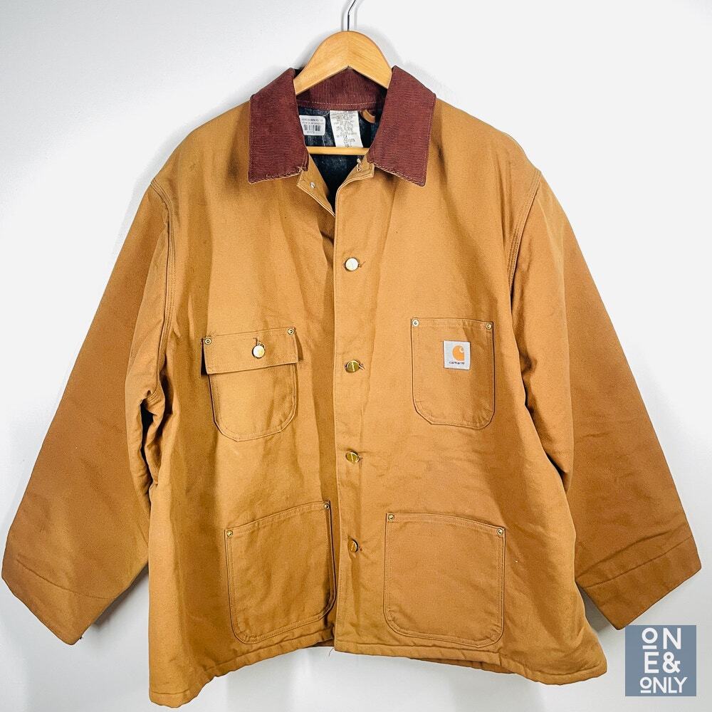 Vintage CARHARTT 2 Piece Set Mens Size 54 Brown Chore Coat Jacket