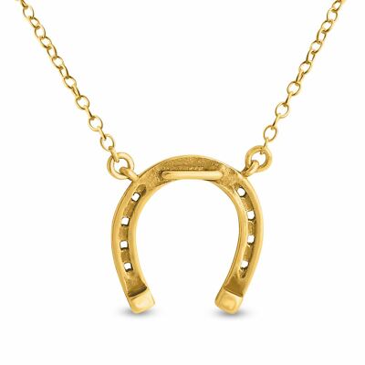 Azaggi Gold Plated Pendant Necklace Realistic Horseshoe Symbol of Good Luck Gift
