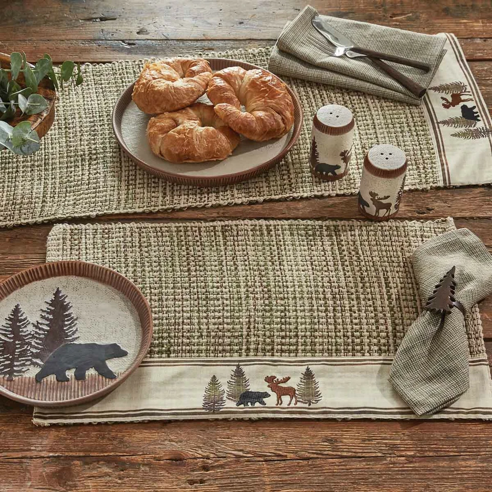 2 Wilderness Trail Bear Moose Heavy Woven Cotton Rustic Country Placemats 13x19 - Image 2 of 3