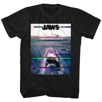 Jaws Glitchy Screen Logo Black Shirts
