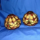 Vintage Tiffany STYLE Stained Glass Lamp Shade 7” Diameter Multicolor