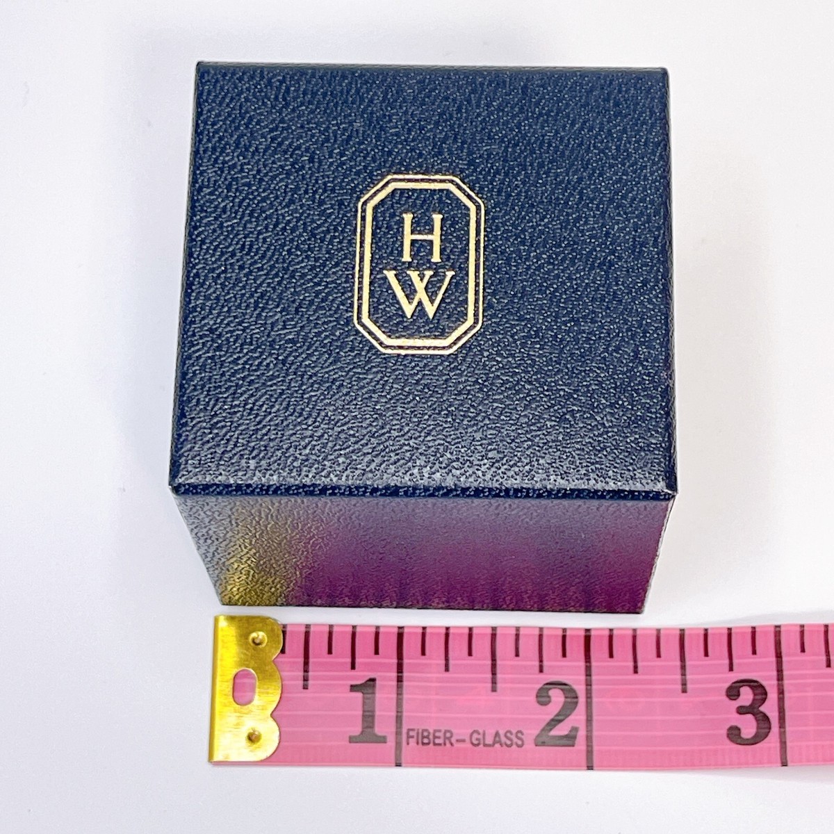 Harry Winston Ring case Navy Leather Empty Box Authentic Jewelry