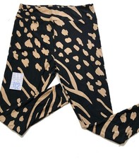 TC2 LuLaRoe Leggings Black Tan Zebra Cheetah Animal Print Fits 18/24