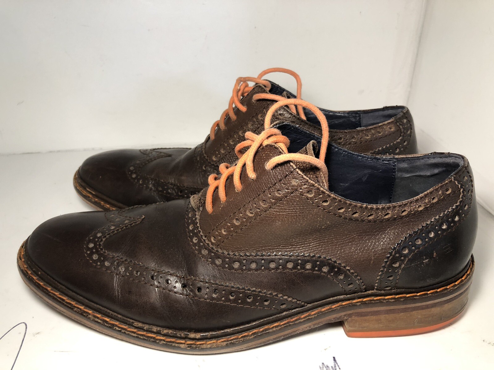 SAOLA Brogue Oxford Cole Haan Colton marrone pelle ciottolata punta alare uomo 8 5 M C11757