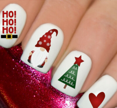 Christmas Gnomes Nails - Gonk Nail Art - Christmas Trees Star Nails 167