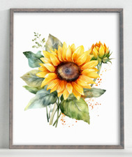 Floral Art Print, Sunflower Wall Art Decor, Botanical Wall Art, Nature Decor 31