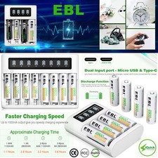 EBL AA AAA Battery Charger w/ 8 AA / 4 AA And 4 AAA NiMH Rechargeable Batteries