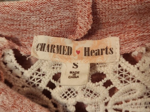 Charmed Hearts Women's Pink Pullover Hoodie with Lace Accent Size Small - Picture 4 of 5