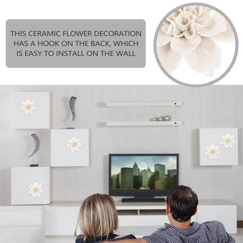 1PC Wall Ceramic Flower Sculpture 3D Wall Hanging Decoration Home Decor - Picture 11 of 12