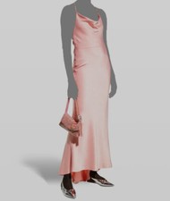 $550 Alice + Olivia Women's Pink Montana Strappy Satin Slip Gown Dress Size 2