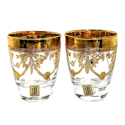 2 Cre-Art Double Old Fashioned High Ball Raffinato Italian Glasses 10oz