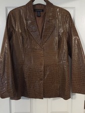 Dialogue Women’s Embossed Croc Leather Jacket Large