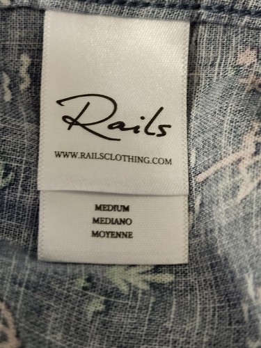 Rails Carson Tropical Beach Blue Linen Mix Collard Short SL Shirt Men's Size Med - Picture 6 of 7
