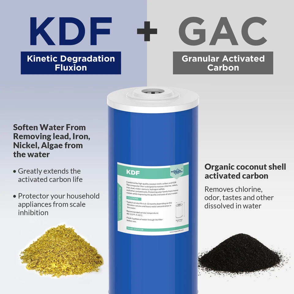 1-6 Pack 10"x4.5" KDF Carbon Big Blue Water Filter Heavy Metal Removal For DB10C - Image 2 of 4