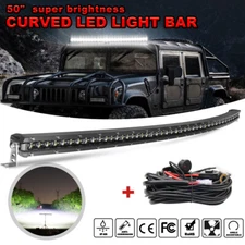 Roof 52" Curved LED Light Bar + Wire Combo For Hummer H1 H2 H3 Humvee AM General