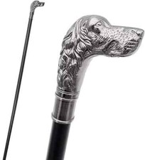 Handmade dog Head Handle Victorian Walking Stick Wooden Cane