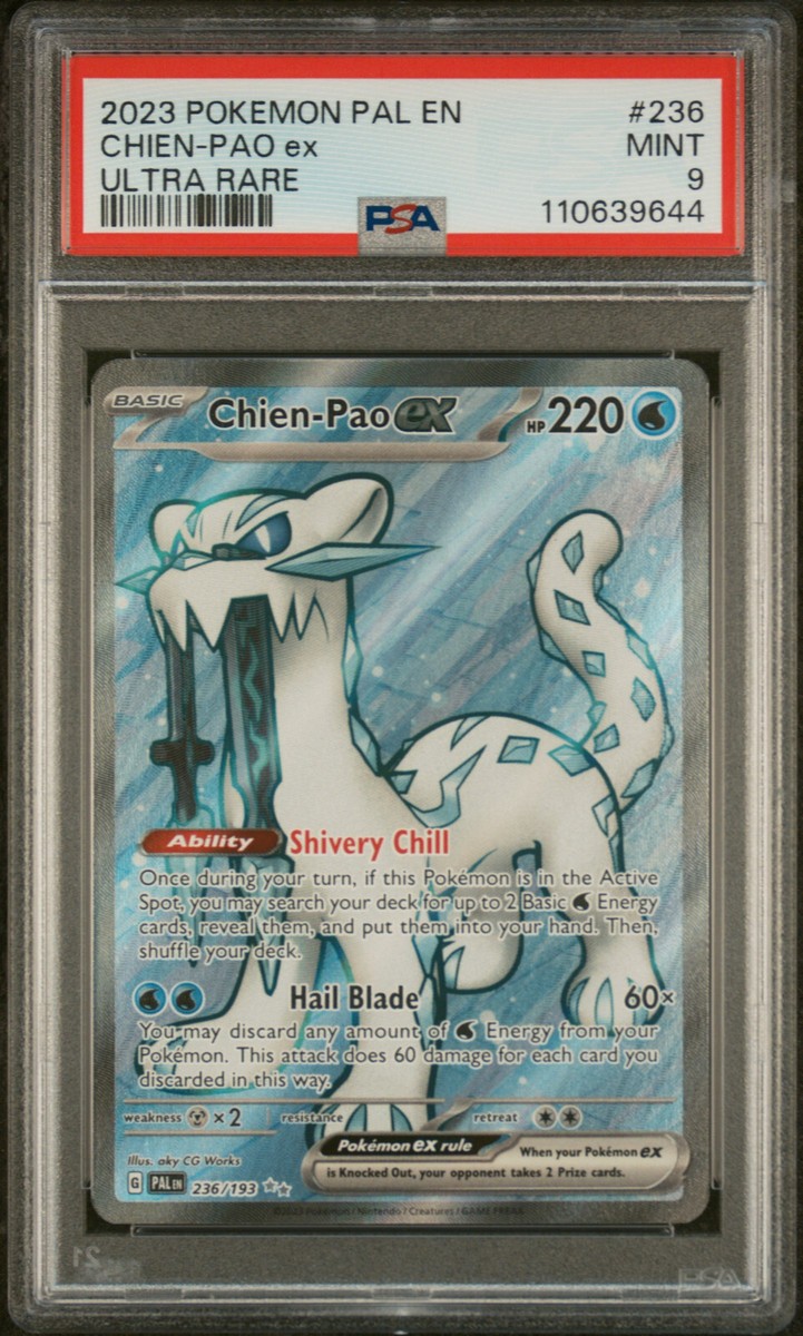 PSA 9 Mint Chien-Pao ex 236/193 Ultra Rare Full Art - Pokémon PAL