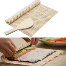 BamBoo Sushi Roller Mat & Rice Paddle Set  ( Sushi Mst & Rice Spoon )  9.5 inch 