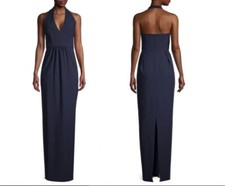 Black Halo Eve NWT Nixie Halter Sheath Gown Navy Blue Size 4 Women's