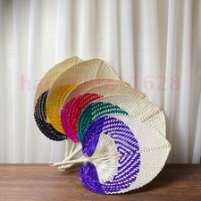 Handmade Straw Woven Fans Craft Summer Cooling Fan Bamboo Home Decorati