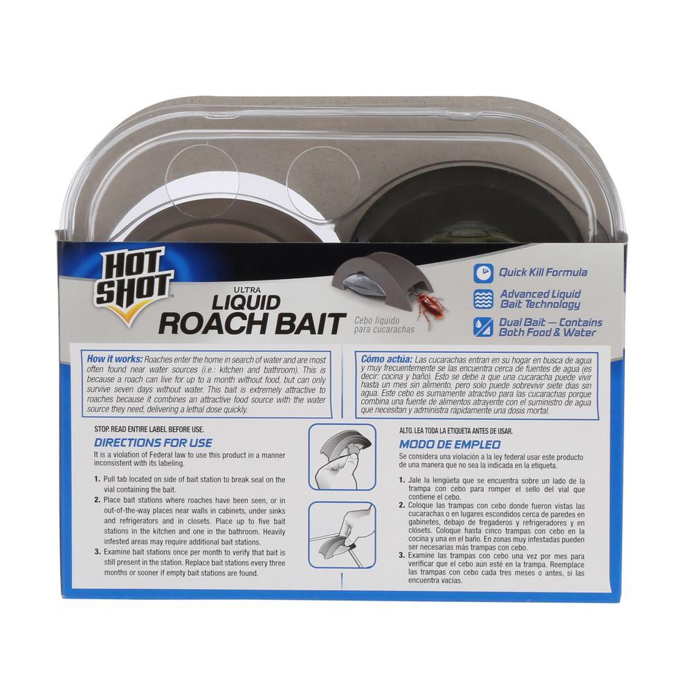 Hot Shot 6 ULTRA LIQUID ROACH BAIT STATIONS KILLS LARGE & SMALL ROACHES