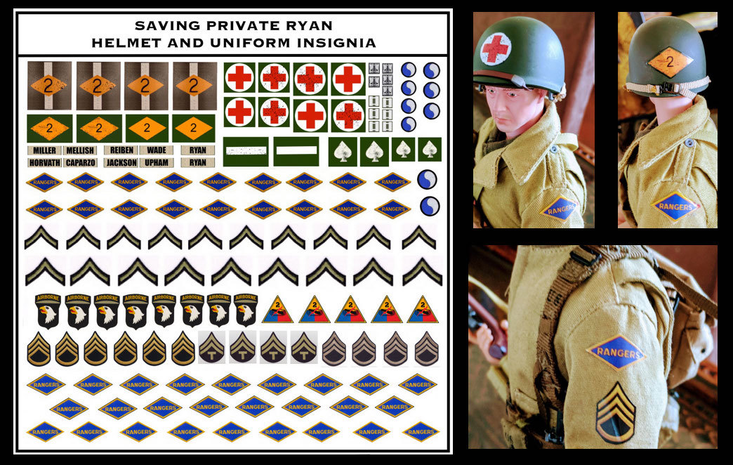 1/6 Saving Private Ryan Decals For WWII DID 2nd Ranger