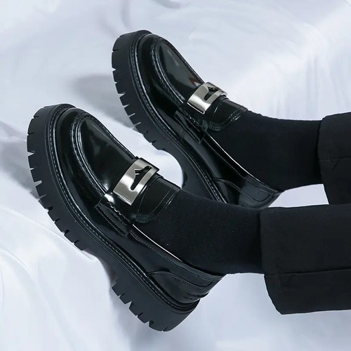 Men's Fashion Pointed Toe Patent Leather Shoes Slip on Formal Dress Business Shoes