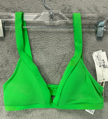 L Space Green Farrah Bikini Swimsuit Top Womens Size XS Triangle Top Ribbed NWOT