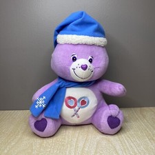2005 Vintage Care Bear Share Bear Sitting with Blue Hat Blue Scarf w/Snowflake