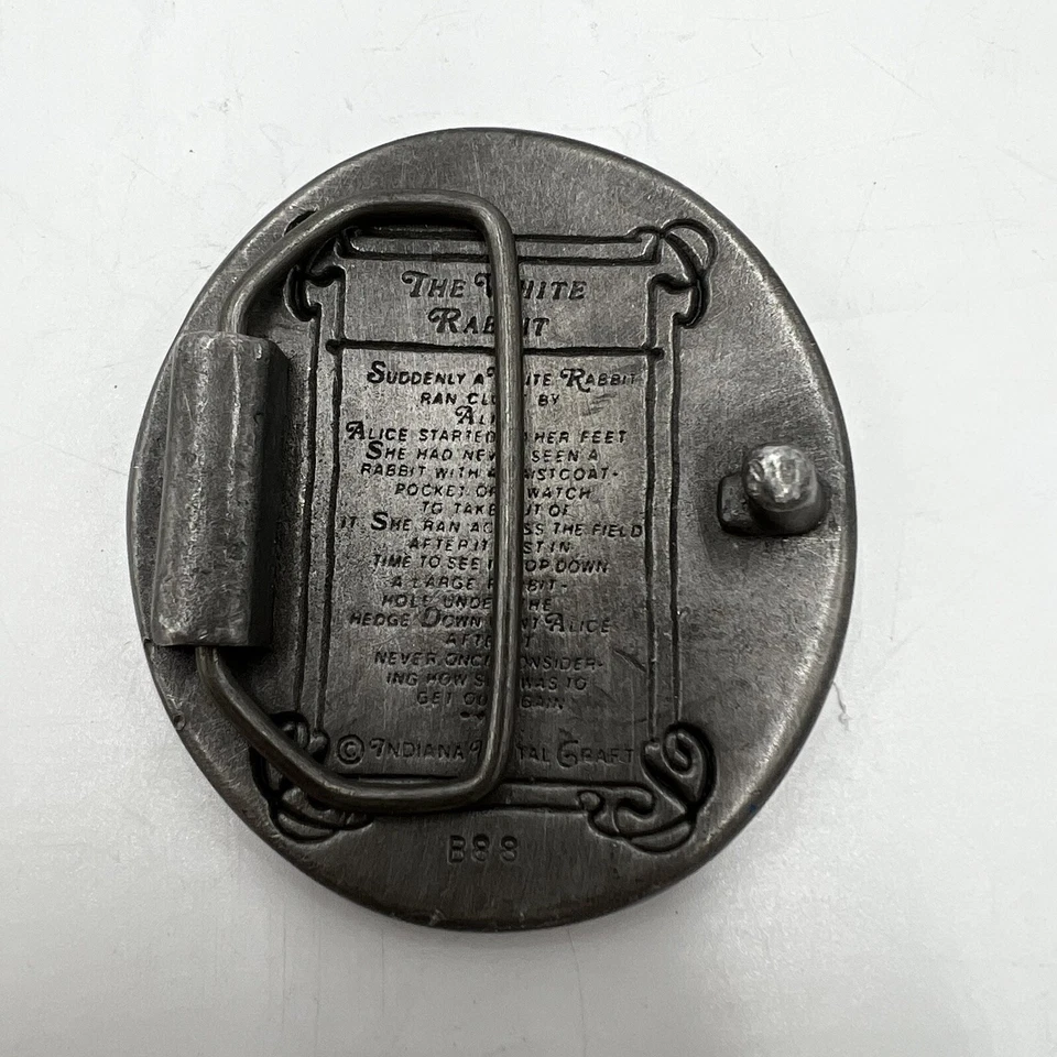 ALICIA EN EL PAÍS DE LAS MARAVILLAS CONEJO BLANCO PELTRE HEBILLA DE CINTURÓN DE COLECCIÓN RARO IMC AÑOS 70 HIPPIE Foto 3 de 4