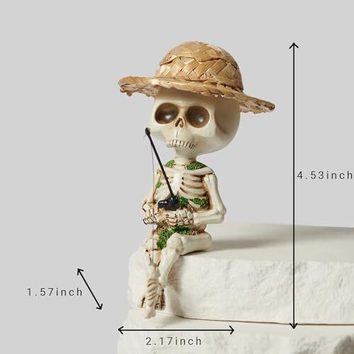 Mini Skeleton Figurines for Home Decor, 4.5 inch Resin Small Skeletons Hat - Picture 5 of 7