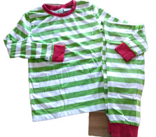 Blanks Boutique Holiday PJ set 8y stripe, green, white fitted