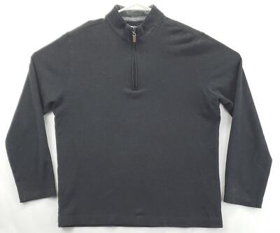 Mizzen Main Sweater Mens Medium Gray Performance Knit Cotton 1/4 Zip  Pullover