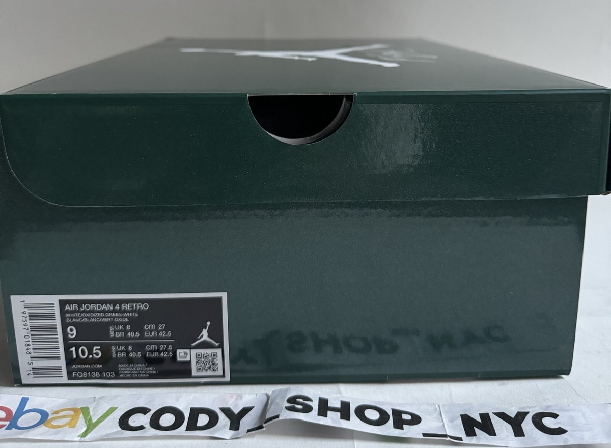 Nike Air Jordan 4 Retro White Oxidized Green Men's *SHOE BOX
