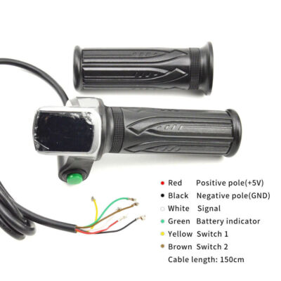 36V/48V Electric Bike Scooter 122DX Twist Throttle Speed Handle Grips w/Display