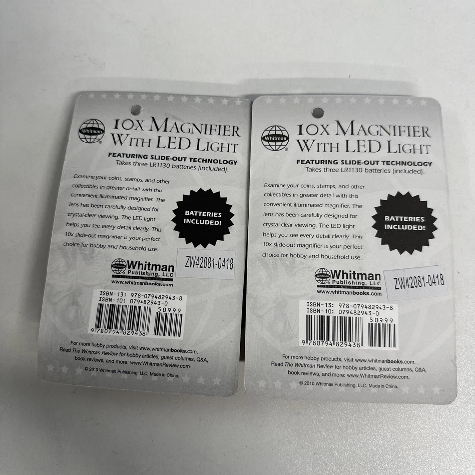 Coin Collector 10X Set Of 2 Magnifiers Pull Out Loupe 23mm Led Best Value Bill F Foto 2 de 4