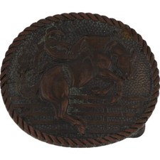 Brass Bucking Bronc Bronco Wyoming Horse Rodeo Cowboy Western Vtg Belt Buckle